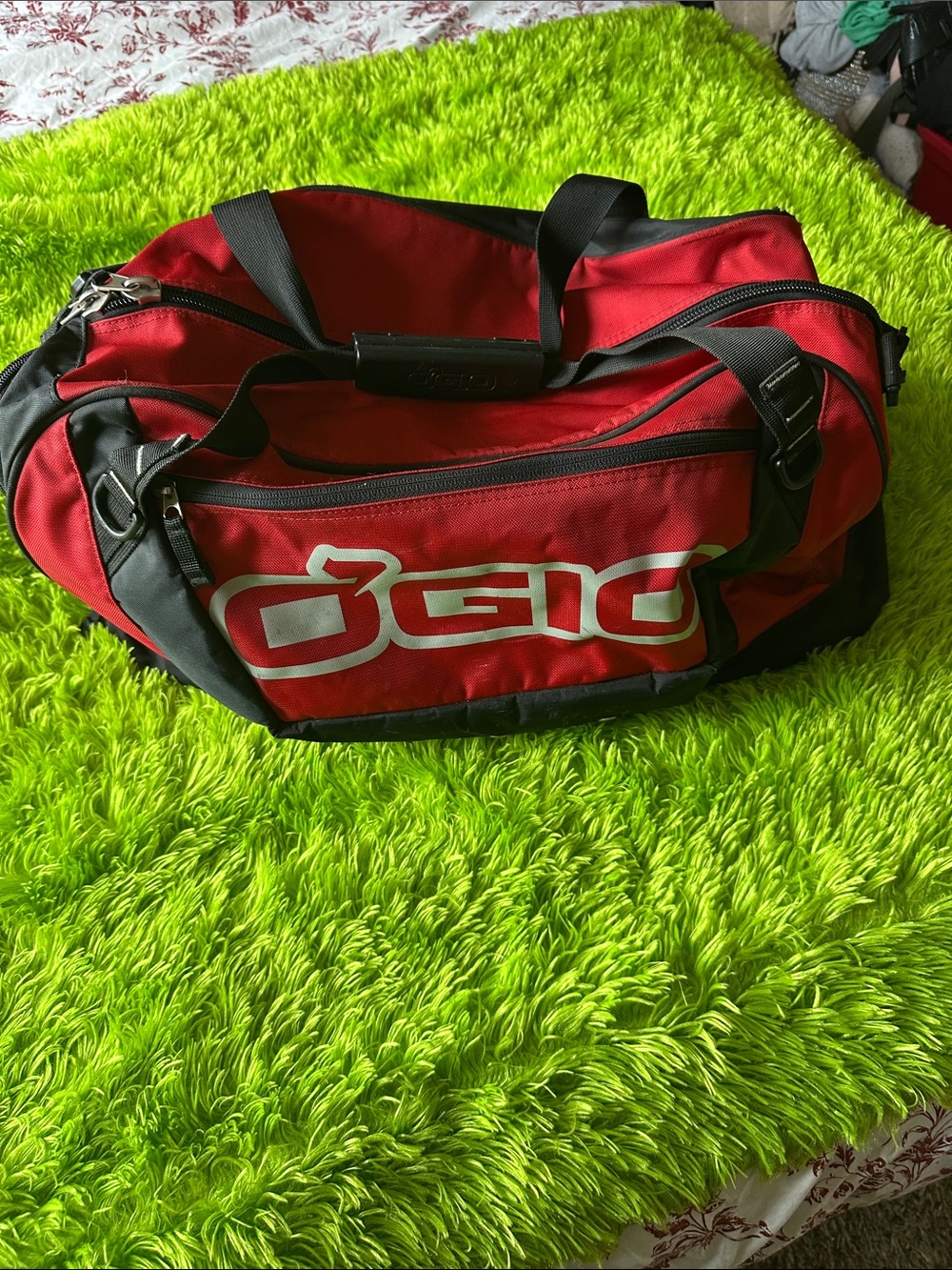 OGIO Red and Black Men's Duffel Bag with Logo